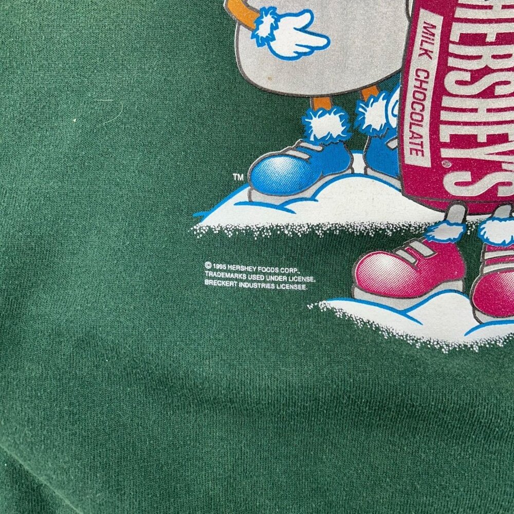 90s Vintage Hershey Sweatshirt Mens XL Chocolate Kiss Faded Winter‎ Christmas - Picture 3 of 12